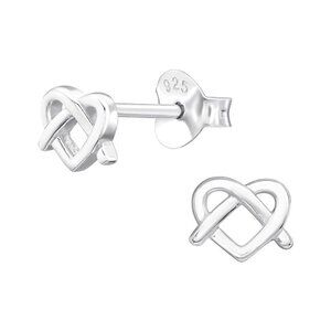 Sterling Silver Pretzel Heart Stud Earrings
